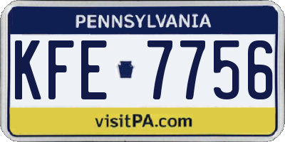 PA license plate KFE7756