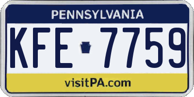 PA license plate KFE7759