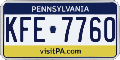 PA license plate KFE7760