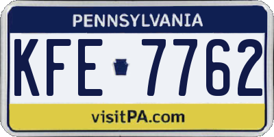 PA license plate KFE7762