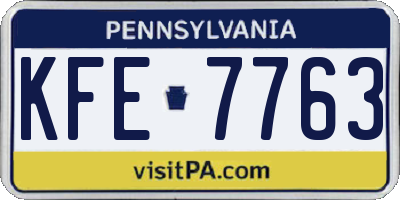 PA license plate KFE7763