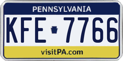 PA license plate KFE7766