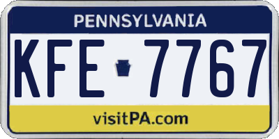 PA license plate KFE7767