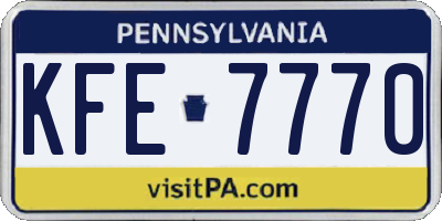 PA license plate KFE7770