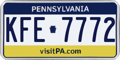 PA license plate KFE7772