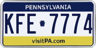 PA license plate KFE7774