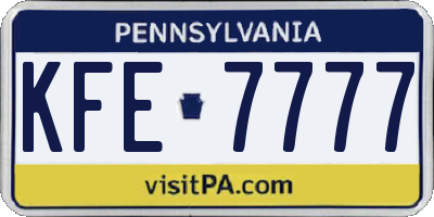 PA license plate KFE7777