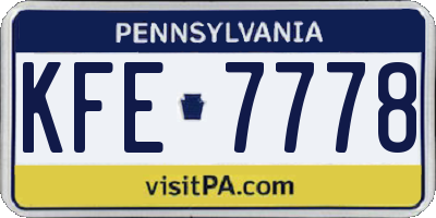 PA license plate KFE7778