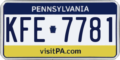 PA license plate KFE7781