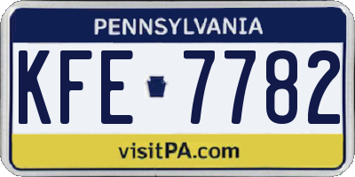 PA license plate KFE7782