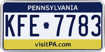 PA license plate KFE7783