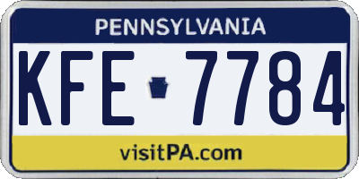 PA license plate KFE7784