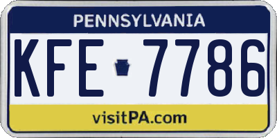 PA license plate KFE7786