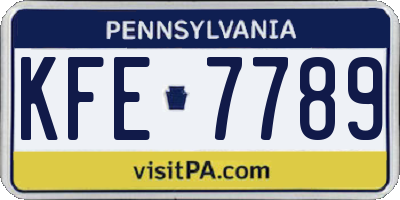 PA license plate KFE7789