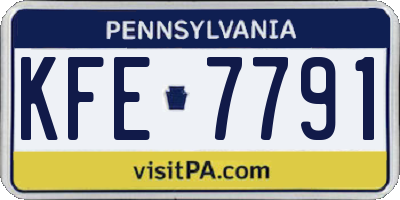 PA license plate KFE7791