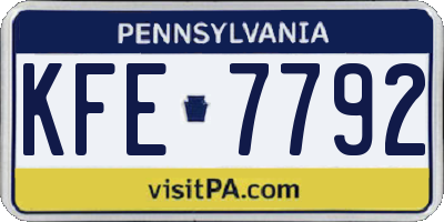 PA license plate KFE7792