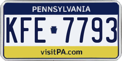 PA license plate KFE7793