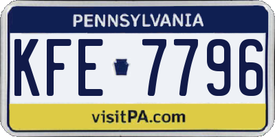 PA license plate KFE7796