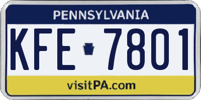 PA license plate KFE7801
