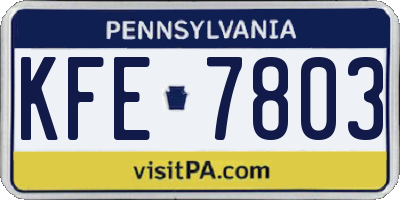 PA license plate KFE7803