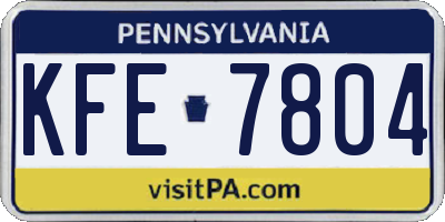 PA license plate KFE7804