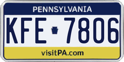 PA license plate KFE7806