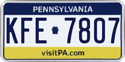 PA license plate KFE7807
