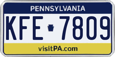 PA license plate KFE7809