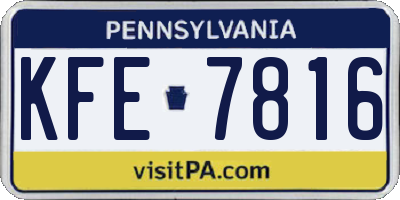 PA license plate KFE7816
