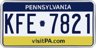 PA license plate KFE7821