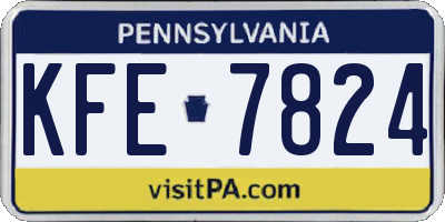 PA license plate KFE7824