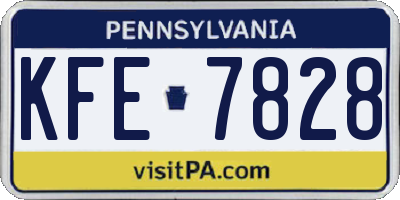 PA license plate KFE7828