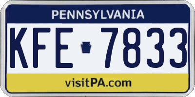 PA license plate KFE7833