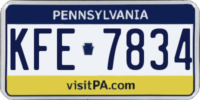 PA license plate KFE7834