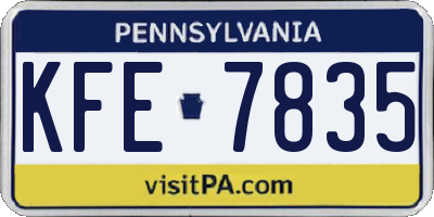 PA license plate KFE7835