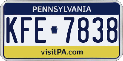 PA license plate KFE7838