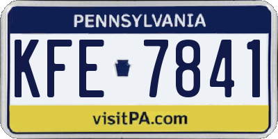 PA license plate KFE7841