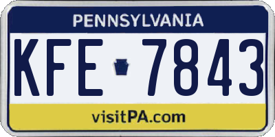 PA license plate KFE7843