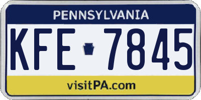 PA license plate KFE7845