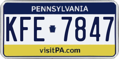 PA license plate KFE7847