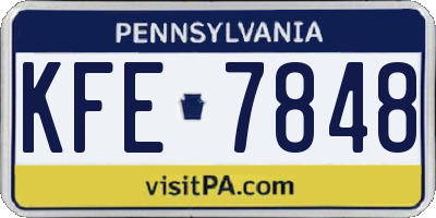 PA license plate KFE7848