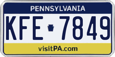 PA license plate KFE7849