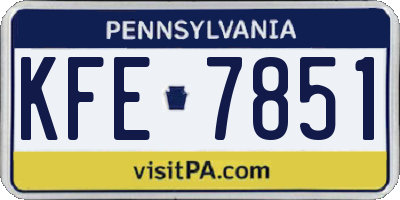 PA license plate KFE7851