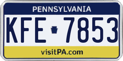 PA license plate KFE7853