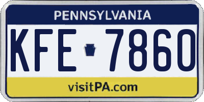 PA license plate KFE7860