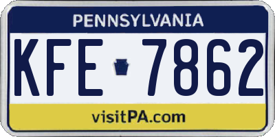 PA license plate KFE7862