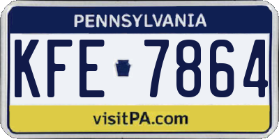 PA license plate KFE7864