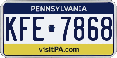 PA license plate KFE7868