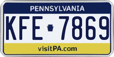 PA license plate KFE7869