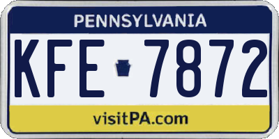 PA license plate KFE7872